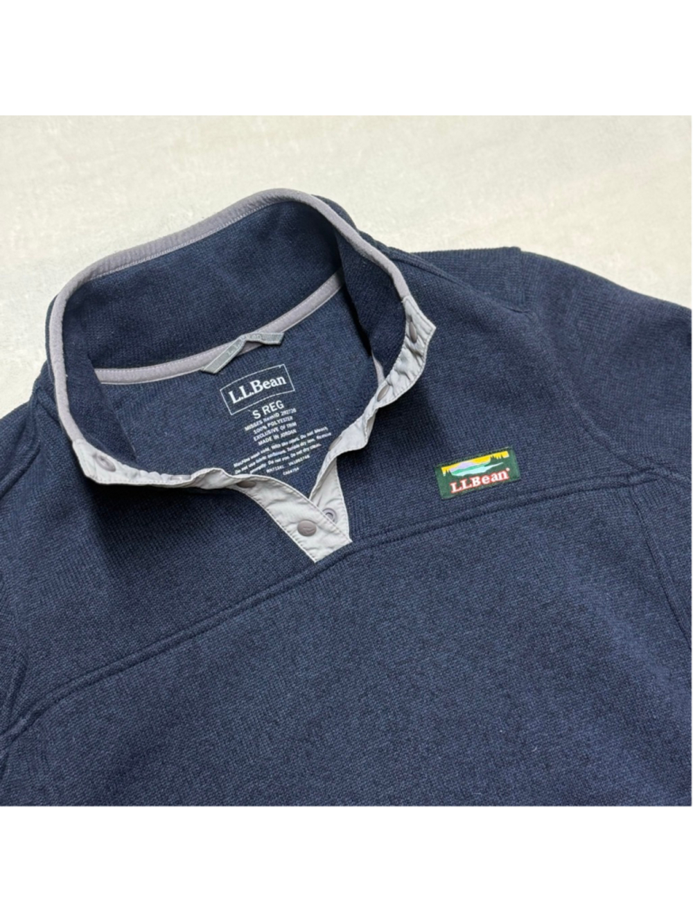 Womens L.L. Bean Navy Blue Fleece Quarter Snap Pullover Sweatshirt Small Pockets